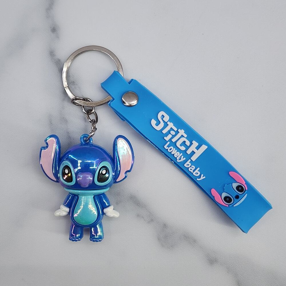 NEW Disney's Stitch Figure Keychain & Strap, Metallic Shiny Iridescent